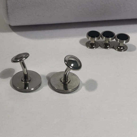 5 piece men’s cuff links with shirt buttons - Picture 4 of 5
